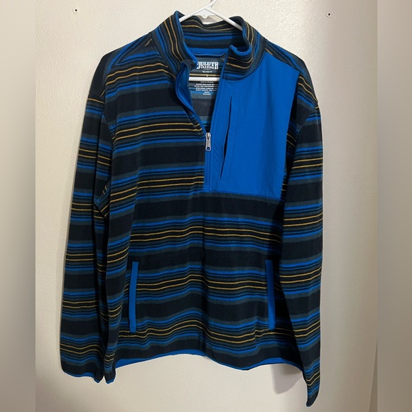Duluth Trading Co Other - DULUTH TRADING CO Lightweight Fleece Striped 1/4 Zip Sweatshirt Blue‎ Men's Sz L